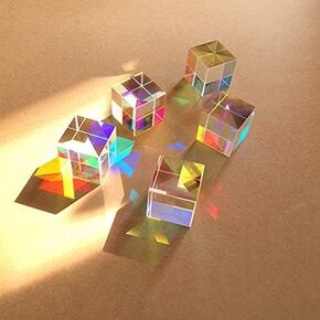 GARPROVM 3 Pcs Optical Glass X-Cube Prism RGB Dispersion Prism Physics and Decoration Light Spectrum Educational Model Cute Small Size 8mm