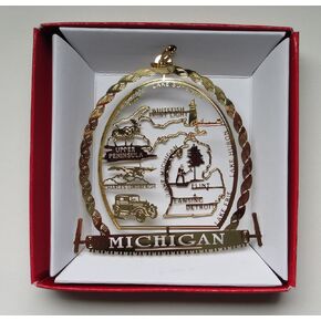Michigan State ORNAMENT Detroit Flint Great Lakes Lansing Travel Souvenir Gift