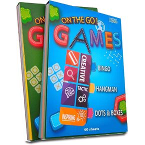 GRANDLMOON 5 Portable Travel Game Activities Pad On The Go Plane Trip Pen Pencil and Paper Game for Kids 6 x 9-inches (75 Sheets)