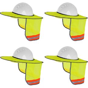 4 Pack Hard Hat Sun Shade - Full Brim Mesh Hard Hat Sun Shield Neck Sunshade with Reflective Strip Hard Hat Sun Visor for Hard Hat Accessories