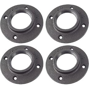 WiseWater 1-1/4" Floor Flanges 4Pcs, Malleable Cast Iron Pipe Flanges, Pipe Fittings with Threaded Hole for DIY Home Project/Furniture/Shelving Decoration And Industrial Vintage Decor