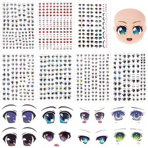 Joez Wonderful 12Pcs Water Eye Stickers for Dolls, Eye Water Decals Cute Cartoon for Doll Clay Accessories