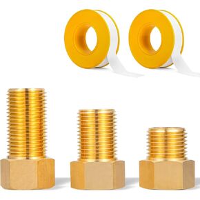 1/2" Male Female Adapter, 1/2'' Male to 1/2'' Female Adapter forTub Spout/Shower, 1/2 Inch Brass Hex Pipe Extension Fittings of 30MM/40MM/50MM,Brass Pipe Fitting with Teflon Tape, 3 Pack