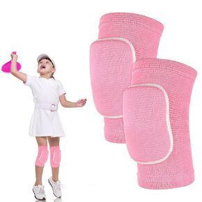 Knee Pads for Kids Suit for Age 7-12 Years, Wrestling Knee Pads Volleyball Knee Pads Thick Sponge Youth Girls Anit-Slip Sport Knee Support Brace for Volleyball Dance Yoga Running Climbing Pink