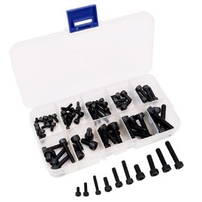Pack of 65 NUZAMAS M3 M4 M5 Carbon Steel Hex Socket Cap Head Black Screw Bolt Inner Hexagon Bolts Home Furniture Dining Table Bed Sofa Fastener