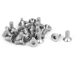 uxcell M6x14mm 304 Stainless Steel Flat Head Hex Socket Screws Fastener DIN7991 25pcs