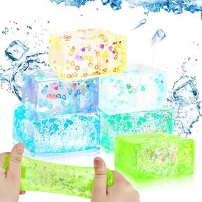 2Pcs Stress Balls for Kids Adults, Large Ice Cube Squeeze Ball Sensory Toys, Sensory Balls Fidget Toy Stress Relief, Kids Party Bag Fillers, Best Summer Gift Fidget Ball Stress Toy (Color Random)