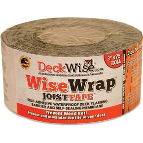 DeckWise WiseWrap JoistTape 3" x 75' Self-Adhesive Deck Joist Flashing Tape for Hardwood, Thermal Wood, PVC, Pressure Treated, and Composite Decking (1 roll)