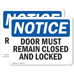 (2 Pack) Doors Must Remain Closed And Locked OSHA Notice Sign 5 Inch X 3.5 Inch Vinyl Label Decal Sticker Weather Resistant, UV Protected for Workplace, Business, Construction Site, Made in the USA
