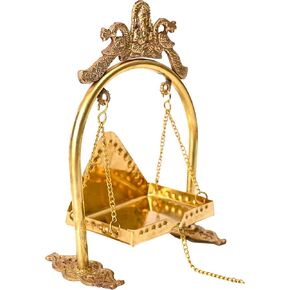 Brass Laddu Gopal Jhula Krishna Palna Swing Indian Pooja Items for Temple Pooja Ghar Home Decor and Gifting