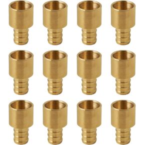 SUNGATOR 12 Pack Pex Sweat Adapter, Pex 3/4" x 3/4" Female Sweat Copper Adapter, Pex Brass Solder Fittings, 3/4 Inch Copper To Pex Adapter (Over Copper Tube), ASTM F1807