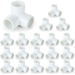 24Pack PVC Elbow Fittings, 3/4 Inch 3 Way PVC Pipe Fitting connectors for SCH40 PVC Pipe, PVC Pipe Tee Corner Fitting- Build Heavy Duty PVC Furniture,3 Way PVC Pipe Joint