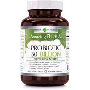 Probiotic 10 Best Probiotics Strains, Veggie Capsules -Including Acidophilus, plantarum, rhamnosus etc * Supports Digestive & Immune Health * (50 Billion, 120 Count)