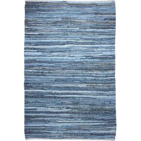 Hand Woven Denim Cotton Rag Rug | Denim Braided Reversible Rug | Recycled Denim Cotton Area Rug for Living Room Kitchen Entryway (3' x 5')