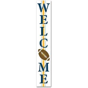 Bidesign (48x8) IN Tall Welcome Football Vertical Signs For Front Door Porch Standing Hanging Rustic Wooden Fall Porch Sign Wall Decor For Home Autumn Football Season Decoration