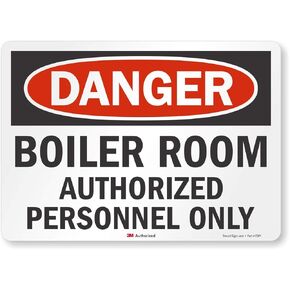 "Danger - Boiler Room, Authorized Personnel Only" Label by SmartSign | 10" x 14" 3M Reflective Laminated Vinyl
