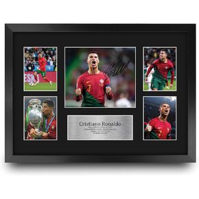 HWC Trading Cristiano Ronaldo Portugal 16 x 12 inch (A3) Printed Gifts Signed Autograph Picture for Football Fans and Supporters - 16" x 12" Framed