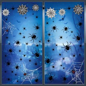 8Sheets Halloween Window Stickers Scary Halloween Window Stickers Bat Pumpkin Skull Gel Window Stickers Double Sided Halloween Black Window Decals for Happy Halloween Window Clings for Kids Party