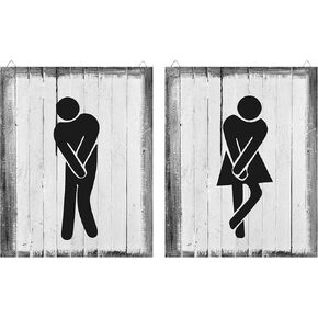 Bathroom Sign Man Woman Bathroom Sign Funny Bathroom Sign Wooden Bathroom Wall Art Decor for Offices, Businesses, Restaurants and Toilet