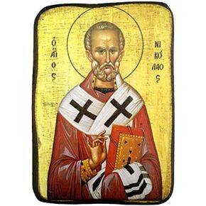 Wooden Greek Christian Orthodox Wood Icon of Saint Nicholas / A0