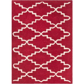SAFAVIEH Chatham Collection 2' x 3' Red / Ivory CHT721G Handmade Trellis Premium Wool Accent Rug
