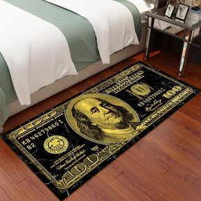 Modern Money Rugs 100 Dollar Bill Area Rugs Door Mat Runner for Men’s Living Room Bedroom Indoor Outdoor Rug Gold