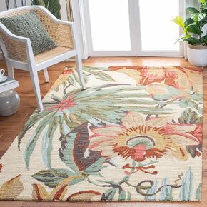 SAFAVIEH Jardin Collection Accent Rug - 3' x 5', Ivory & Multi, Handmade Floral Wool, Ideal for High Traffic Areas in Entryway, Living Room, Bedroom (JAR325A)