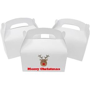 48 Pack Treat Boxes with Handles - Blank White Boxes for DIY Arts & Crafts - Gable Boxes for Kids' Birthday Party, Wedding and Baby Shower - Party Favor Boxes for Goodies, Snacks, Cupcake and Gifts
