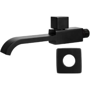 G1/2 Thread Connection Water Faucet, Wall Mounted Wash Basin Sink Faucet Cold Water Tap Bathroom Accessories Matte Black