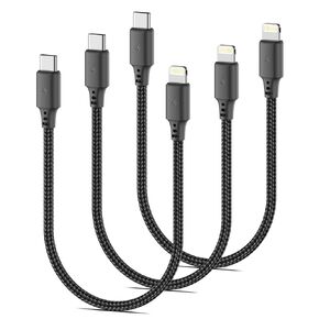 1FT USB C to Lightning Cable Short, 3-Pack [MFi Certified] Type C to Lightning Cable PD Fast Charging Braided USB C iPhone Charger Cord for iPhone 14/13/12/11Pro/X/XR/8/7/6s/Plus/SE/iPad