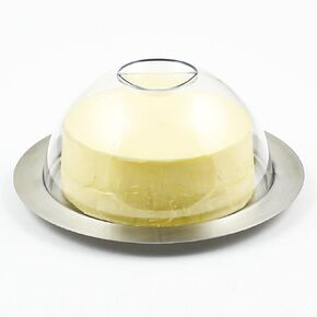 Zoie + Chloe Stainless Steel Round Butter Dish with Easy to Hold Lid