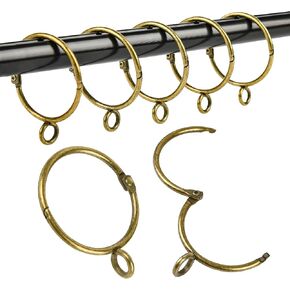 40 PCS Bronze Curtain Rings with Eyelets, 1.5 Inch Drapery Rings, Snap Joint Design, Fits Up to 1.25 Inch Curtain Rods