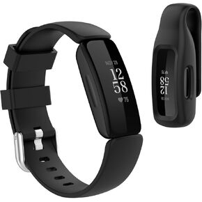 Compatible with Fitbit Inspire 2 Bands & Clip Holder, Waterproof Silicone Sport Band Strap and Clip Case for Inspire 2, Large Small