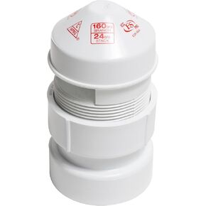 Oatey, 1.5-2", White 39016 Air Admittance Valve with Straight PVC Schedule 40 Adapter Sure-Vent 1.5 in x 2 in. 160 Branch, 24 Stack DFU Capacity