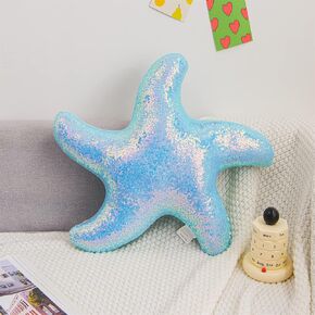 Aimuan Starfish Sequin Pillow Beach Themed Decorative Throw Pillows Sparkling Pillows for Home Cute Star Shaped Stuffed Animal Cushion (Pink)