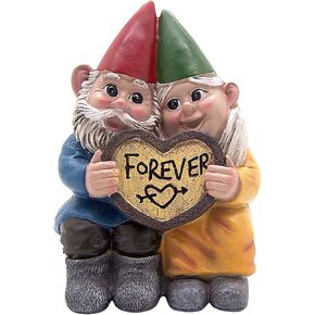 Forever in Love Garden Gnome Couple, Shelf Sitting Figurine, Romantic Gift, 6.5 Inches