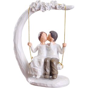 Romantic Couple Figurines in Love Wife Gifts from Husband Hand Painted Sweet Couple Gift for Valentine's Day, Wedding Anniversary, Weddings - 9 inch