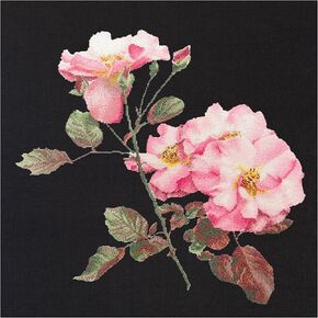 Thea Gouverneur - Counted Cross Stitch Kit - Rosa Leersum - Aida Black - 18 Count - for Adults - 412.05