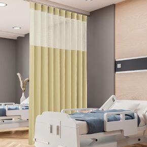 Flame Retardant Hospital Curtains Room Divider with Grommet, Cubicle Hospital Curtain Divider Privacy Medical Curtain for Hospital, Clinic, Lab,School(1 Panel, 15x8FT,Grey)