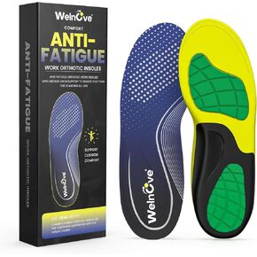 Work Orthotic Insoles for Plantar Fasciitis - Welnove Superior Comfort Work Boot Insoles for Standing All Day - Anti Fatigue Medium Arch Support Shoe Inserts for Men Women Flat Feet Pain (Size XL)