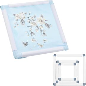 PATIKIL 3 Pieces Square Embroidery Hoop Cross Stitch Hoops Frames Rectangular Embroidery Snap Frame DIY Sewing Tools for Quilting Silk-Painting, Pink