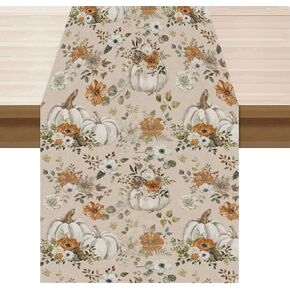 Autumn Pumpkin Fall Table Runner Table Decoration for Home Kitchen Indoor Holiday Decor 13x72 Inch