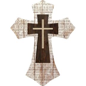 P. جراهام دان صلاة الرب ثلاثة صليب تبييض مع الخشب الداكن 16 × 12 لوحة فنية جدارية خشبية متقاطعة in Kuwait