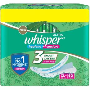 Whisper Ultra Clean Sanitary XL Plus Pads - 15 Count (3+1 Free)