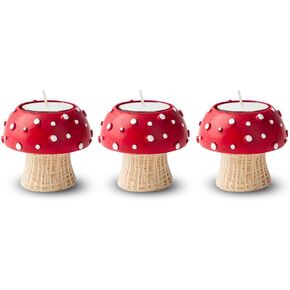 Mushroom Tealight Candle Holder 3 PCS Taper Candle Holders Cute Taper Candles Holder for Table Set Candle Holders for Taper Candlesticks Decorative Tea Light Candle Holders