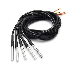 Temperature Sensor, DS18B20 Waterproof Wire, Waterproof DS18b20 Temperature Probe, Stainless Steel Packaging (5PCS)