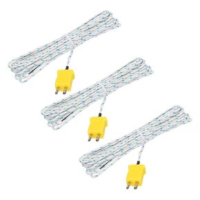 MECCANIXITY 3pcs K Type Thermocouple Mini Connector Temperature Sensor Probes Fiberglass 16ft -50 to 400°C(-58 to 752°F)