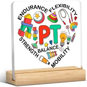Physical Therapy Desk Decor PT Acrylic Desk Plaque Sign Physical Therapist Clear Desk Decorative Sign for Counseling Office School