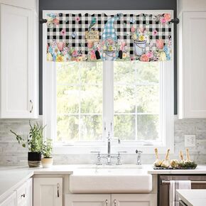 Valances for Windows Red Truck with Farm Fresh Sunflower Black Buffalo Plaid Kitchen Curtains Valances 54"x18" Blackout Window Treatments Valance Rod Pocket Valance Curtains for Bathroom Bedroom