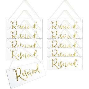 10 Pcs Reserved Signs,Reserved Hanging Sign with Ribbon,Acrylic Handmade Seat Signs,Reserved Chair Signs for Wedding Reserved Seating Signs, Anniversaries,Birthday Parties and Other Important Occasions